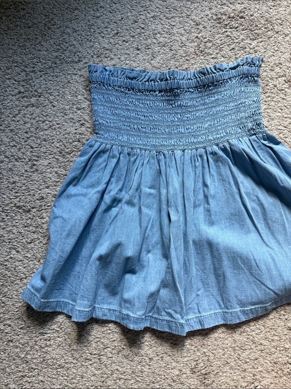 GAP Light Blue Smocked Denim Skater Skirt